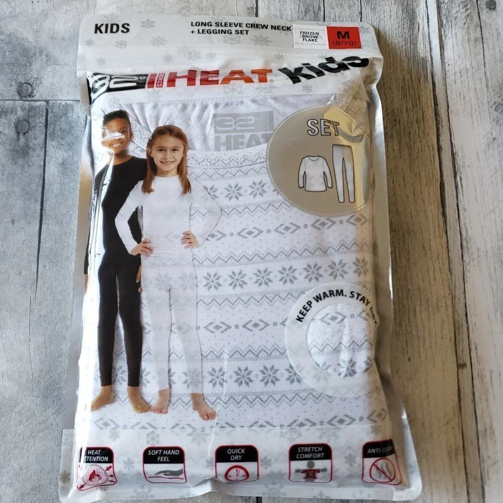 NWT - (set of 2) 32 Degrees Heat Kids Long Sleeve Crew + Leggings -Size M (8/10)